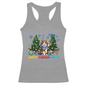 Happy Chrismukkah Racerback Tank Top Funny Christmas Hanukkah Cat Lover Gift TS12 Sport Gray Print Your Wear