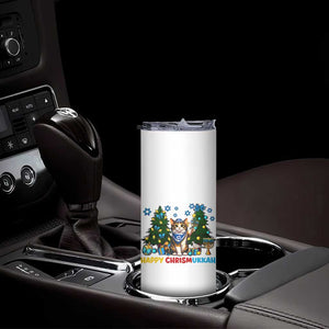 Happy Chrismukkah Skinny Tumbler Funny Christmas Hanukkah Cat Lover Gift TS12 Print Your Wear