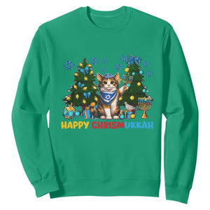 Happy Chrismukkah Sweatshirt Funny Christmas Hanukkah Cat Lover Gift TS12 Irish Green Print Your Wear