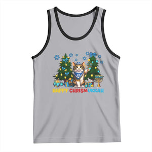 Happy Chrismukkah Tank Top Funny Christmas Hanukkah Cat Lover Gift TS12 Athletic Heather Black Print Your Wear