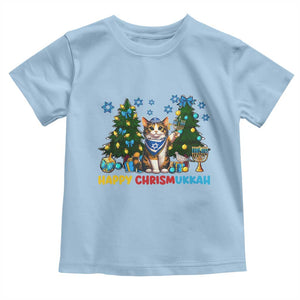 Happy Chrismukkah Toddler T Shirt Funny Christmas Hanukkah Cat Lover Gift TS12 Light Blue Print Your Wear