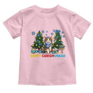 Happy Chrismukkah Toddler T Shirt Funny Christmas Hanukkah Cat Lover Gift TS12 Light Pink Print Your Wear
