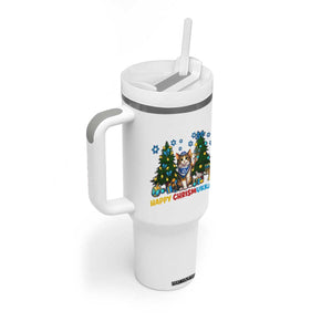 Happy Chrismukkah Tumbler With Handle Funny Christmas Hanukkah Cat Lover Gift TS12 Print Your Wear