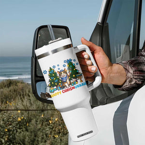 Happy Chrismukkah Tumbler With Handle Funny Christmas Hanukkah Cat Lover Gift TS12 Print Your Wear