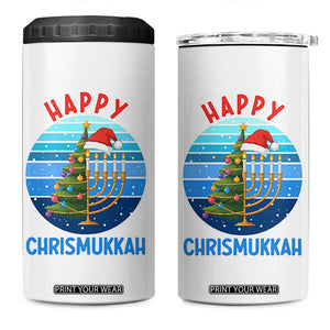 Happy Chrismukkah 4 in 1 Can Cooler Tumbler Menorah Candle Christmas Tree Holiday Jewish Gift TS12 One Size: 16 oz White Print Your Wear