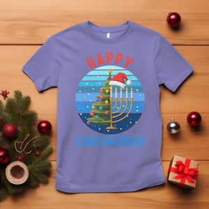 Happy Chrismukkah T Shirt Menorah Candle Christmas Tree Holiday Jewish Gift TS12 Violet Print Your Wear