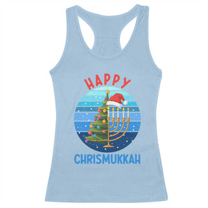 Happy Chrismukkah Racerback Tank Top Menorah Candle Christmas Tree Holiday Jewish Gift TS12 Light Blue Print Your Wear