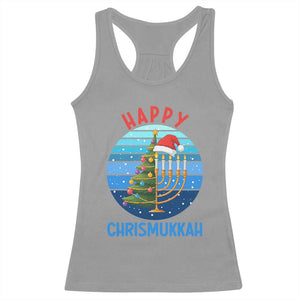 Happy Chrismukkah Racerback Tank Top Menorah Candle Christmas Tree Holiday Jewish Gift TS12 Sport Gray Print Your Wear