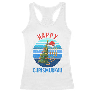 Happy Chrismukkah Racerback Tank Top Menorah Candle Christmas Tree Holiday Jewish Gift TS12 White Print Your Wear