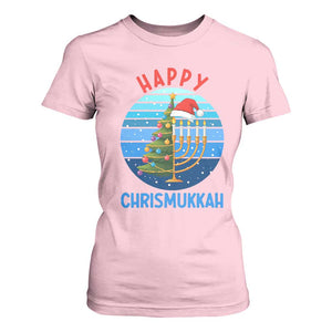 Happy Chrismukkah T Shirt For Women Menorah Candle Christmas Tree Holiday Jewish Gift TS12 Light Pink Print Your Wear