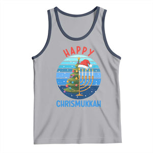 Happy Chrismukkah Tank Top Menorah Candle Christmas Tree Holiday Jewish Gift TS12 Athletic Heather Navy Print Your Wear