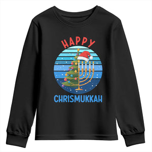 Happy Chrismukkah Youth Sweatshirt Menorah Candle Christmas Tree Holiday Jewish Gift TS12 Black Print Your Wear