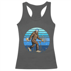 Funny Christmas Hanukkah Bigfoot Lover Racerback Tank Top Jewish Holiday Gift TS12 Dark Heather Print Your Wear