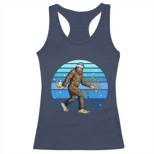 Funny Christmas Hanukkah Bigfoot Lover Racerback Tank Top Jewish Holiday Gift TS12 Navy Print Your Wear