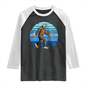 Funny Christmas Hanukkah Bigfoot Lover Raglan Shirt Jewish Holiday Gift TS12 Black White Print Your Wear