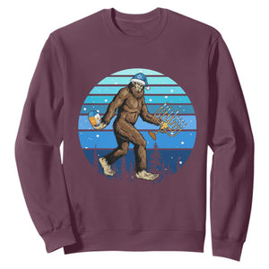 Funny Christmas Hanukkah Bigfoot Lover Sweatshirt Jewish Holiday Gift TS12 Maroon Print Your Wear