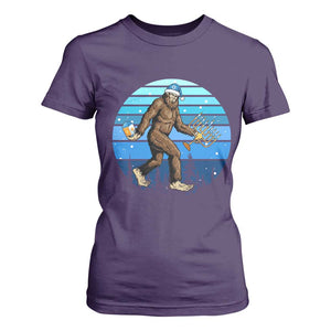 Funny Christmas Hanukkah Bigfoot Lover T Shirt For Women Jewish Holiday Gift TS12 Purple Print Your Wear