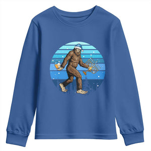 Funny Christmas Hanukkah Bigfoot Lover Youth Sweatshirt Jewish Holiday Gift TS12 Royal Blue Print Your Wear
