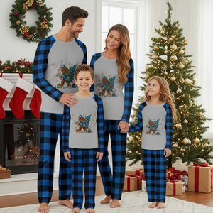 Funny Hanukkah Bigfoot Lover Jewish Holiday Gift Plaid Pajama Set TS12 Blue Plaid Print Your Wear