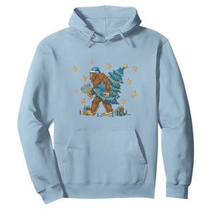 Funny Hanukkah Bigfoot Lover Jewish Holiday Gift Hoodie TS12 Light Blue Print Your Wear