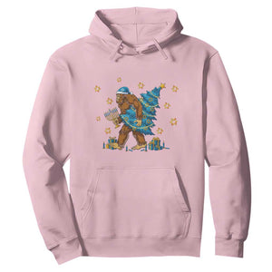 Funny Hanukkah Bigfoot Lover Jewish Holiday Gift Hoodie TS12 Light Pink Print Your Wear