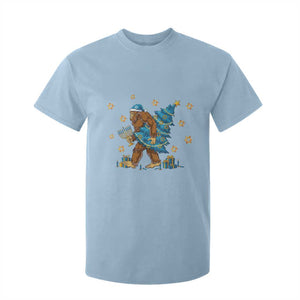 Funny Hanukkah Bigfoot Lover Jewish Holiday Gift T Shirt For Kid TS12 Light Blue Print Your Wear