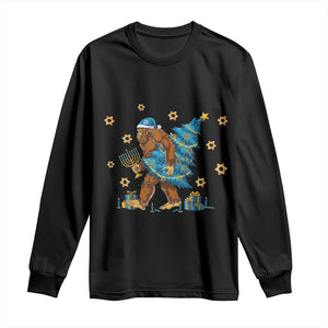 Funny Hanukkah Bigfoot Lover Jewish Holiday Gift Long Sleeve Shirt TS12 Black Print Your Wear