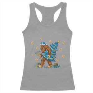 Funny Hanukkah Bigfoot Lover Jewish Holiday Gift Racerback Tank Top TS12 Sport Gray Print Your Wear