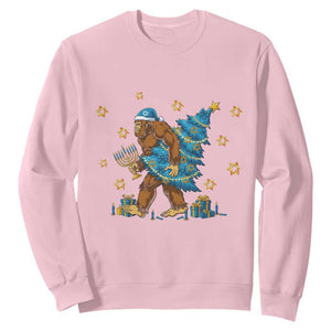 Funny Hanukkah Bigfoot Lover Jewish Holiday Gift Sweatshirt TS12 Light Pink Print Your Wear