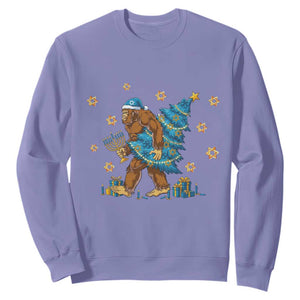Funny Hanukkah Bigfoot Lover Jewish Holiday Gift Sweatshirt TS12 Violet Print Your Wear