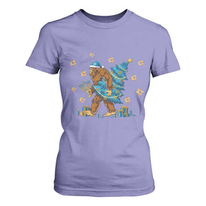 Funny Hanukkah Bigfoot Lover Jewish Holiday Gift T Shirt For Women TS12 Violet Print Your Wear