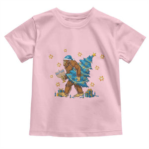Funny Hanukkah Bigfoot Lover Jewish Holiday Gift Toddler T Shirt TS12 Light Pink Print Your Wear