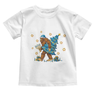 Funny Hanukkah Bigfoot Lover Jewish Holiday Gift Toddler T Shirt TS12 White Print Your Wear