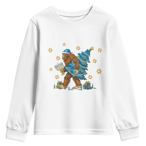 Funny Hanukkah Bigfoot Lover Jewish Holiday Gift Youth Sweatshirt TS12 White Print Your Wear