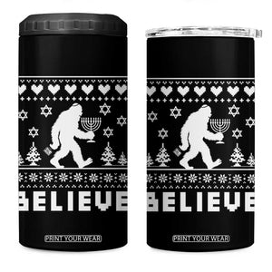 Funny Hanukkah Bigfoot 4 in 1 Can Cooler Tumbler Believe Ugly Sweater Jewish Holiday Gift TS12 One Size: 16 oz Black Print Your Wear