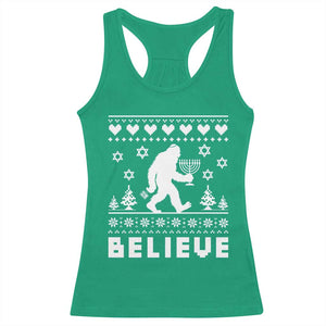 Funny Hanukkah Bigfoot Racerback Tank Top Believe Ugly Sweater Jewish Holiday Gift TS12 Irish Green Print Your Wear