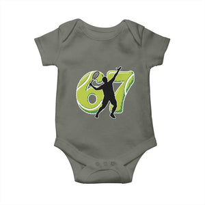 Funny Gen Z Alpha Gift Baby Onesie Six Seven Meme Tennis Lover TS12 Military Green Print Your Wear