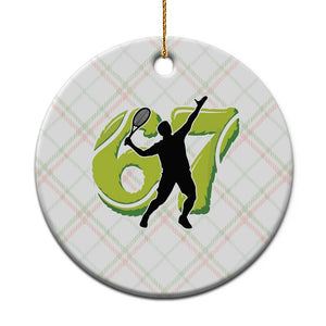 Funny Gen Z Alpha Gift Ceramic Ornament Six Seven Meme Tennis Lover TS12 1pc Christmas Plaid Print Your Wear