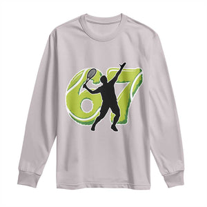 Funny Gen Z Alpha Gift Long Sleeve Shirt Six Seven Meme Tennis Lover TS12 Ice Gray Print Your Wear