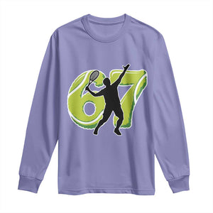 Funny Gen Z Alpha Gift Long Sleeve Shirt Six Seven Meme Tennis Lover TS12 Violet Print Your Wear