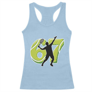 Funny Gen Z Alpha Gift Racerback Tank Top Six Seven Meme Tennis Lover TS12 Light Blue Print Your Wear