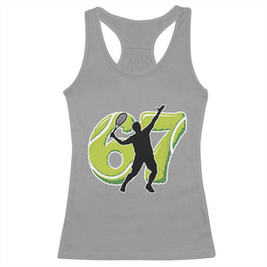 Funny Gen Z Alpha Gift Racerback Tank Top Six Seven Meme Tennis Lover TS12 Sport Gray Print Your Wear