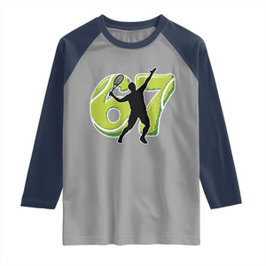 Funny Gen Z Alpha Gift Raglan Shirt Six Seven Meme Tennis Lover TS12 Sport Gray Navy Print Your Wear