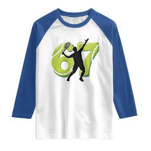 Funny Gen Z Alpha Gift Raglan Shirt Six Seven Meme Tennis Lover TS12 White Royal Print Your Wear