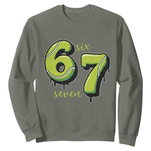 Six Seven Meme Tennis Lover Sweatshirt Gen Alpha Slang Gift TS12 Military Green Print Your Wear