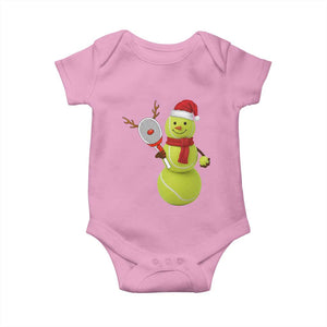 Funny Christmas Tennis Snowman Baby Onesie Tennis Lover Gift TS12 Light Pink Print Your Wear