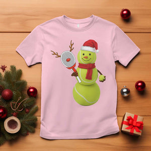Funny Christmas Tennis Snowman T Shirt Tennis Lover Gift TS12 Light Pink Print Your Wear