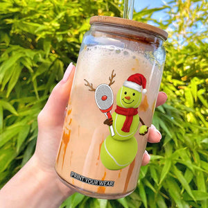 Funny Christmas Tennis Snowman Glass Can Tennis Lover Gift TS12 White Print Your Wear