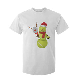 Funny Christmas Tennis Snowman T Shirt For Kid Tennis Lover Gift TS12 White Print Your Wear