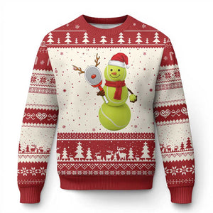 Funny Christmas Tennis Snowman Ugly Christmas Sweater Tennis Lover Gift TS12 Beige Red Print Your Wear